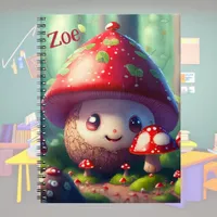 Cute toadstools in the forest - good luck notebook