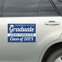 12" x 18" Blue and White Graduation Text Car Magnet