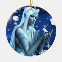 Beautiful Snow Queen Ceramic Ornament
