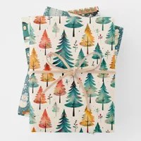 Snowmen, Trains and and Christmas Tree Vintage  Wrapping Paper Sheets