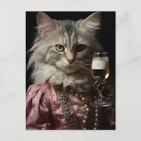 Fantasy Ballerina Cat Champagne Postcard