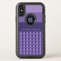 Purple Ombre Geometric Pattern with Stripes OtterBox Defender iPhone X Case