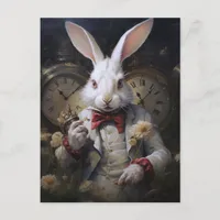 White Rabbit Always Late Postcard