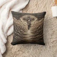 Jesus Crucified Over Majestic Mountain Landscape Throw Pillow