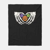 Funny Pickle Halloween Skeleton Hands Heart Pumpki Fleece Blanket