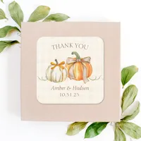 Personalized Fall Wedding Rustic Autumn Thank You Square Sticker