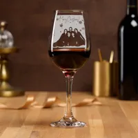 Family picture Christmas  Wine Glass