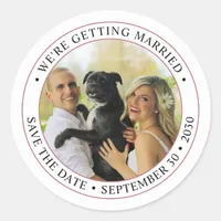 Personalized Photo Wedding Save the Date Classic Round Sticker