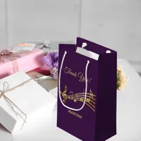 Thank You music notes purple gold name Small Gift Bag