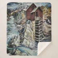 Colorado Rocky Mountains River Crystal Mill Sherpa Blanket