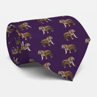 Bengal Tiger Wildlife Animal Patterned Purple Neck Tie