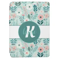 Pretty Blue and Pink Pastel Folk Art Flowers iPad Air Cover