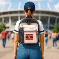 Red Gold White Sports Striped Team Name Clear Backpack