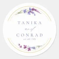 Wildflower Wedding Watercolor Names Peri ID954 Classic Round Sticker