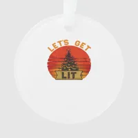 Let's Get Lit Funny Christmas Humor Quote Vintage  Ornament