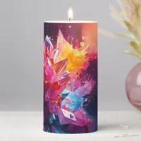 Stunning Explosion of Color Bismuth Crystals Pillar Candle