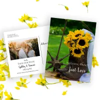 Rustic Sunflowers and Cowboy Boots Save the Date Announcement Postcard