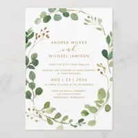 Rustic Watercolor Eucalyptus Greenery Wood Wedding Invitation