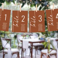 Script Terracotta Table Number Names Seating Chart