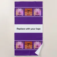 Corporate logo purple photo collage beach towel