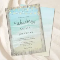 Rustic String Lights Destination Beach Wedding Invitation