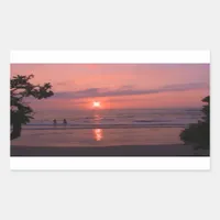 Romantic Hawaiian Sunset Ocean Beach Rectangular Sticker