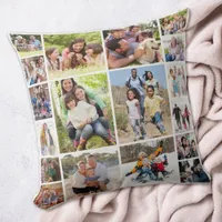 Create Your Own Photo Collage 18 Pictures White  Throw Pillow