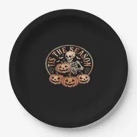 Tis Season Snowmobile Red Plaid Paper Plates