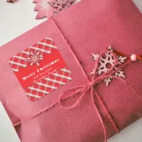 Snowflake On Red Retro Vintage Christmas Plaid