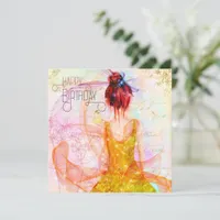 Mystical Girl Watercolor Happy Birthday Card