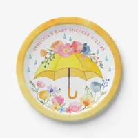 Floral Umbrella Baby Shower Paper Plates – April S
