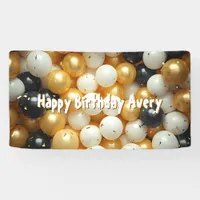 Black and Gold Balloons | Personalized Birthday Banner