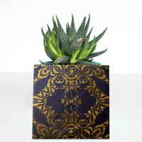 Royal Blue And Gold Elegant Classic Baroque Ceramic Tile