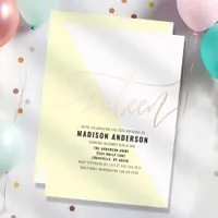 Pastel Yellow Color Block Sweet 16 Birthday Party Foil Invitation