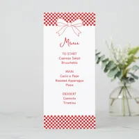 Ciao Baby! Italian Red Bow Gingham Baby Shower  Menu