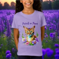 Petals and Purr Cute Cat and Pretty Flowers T-Shirt