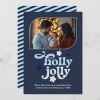 Midnight Frost Modern Blue Christmas Photo Holiday Card