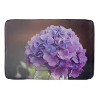 Purple Hydrangea in Mason Jar Photograph Bath Mat