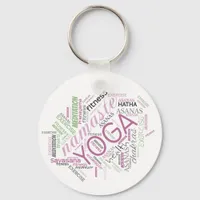 Yoga Word Cloud Plum/Green ID254 Keychain