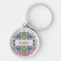 Personalized Pink and Blue Butterfly Mandala  Keychain