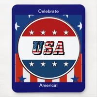 USA - American Flag and Stars in Circle #2 Mouse Pad