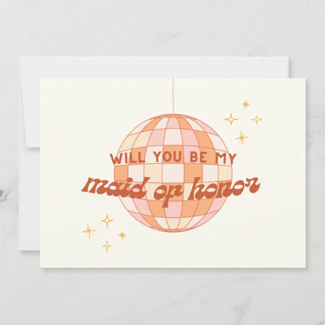 Retro 70s Disco Maid of Honor Proposal Card