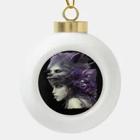 Whimsigoth Funny Design For Halloween Ceramic Ball Christmas Ornament
