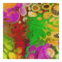 Magenta, Lime Green, Black Yellow abstract art  Faux Canvas Print