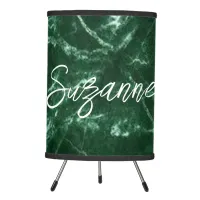 Green Marble Simple Monogram Name | Tripod Lamp