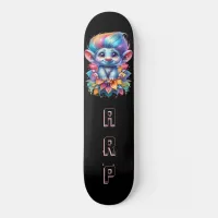 *~* Hair Rainbow Troll AP89 Neon Initial  Skateboard