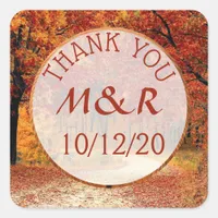 Personalized Fall Leaves Wedding Thank You Sticker