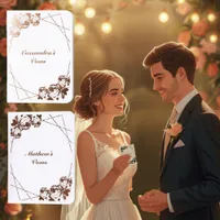 Elegant Rose Corners & Geometric Pattern Rose Gold Foil Vow Books