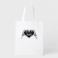 To Death  - Skeleton Hand Heart Grocery Bag