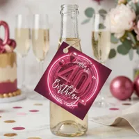 Neon Pink 3D Balloons 40th Birthday Thank You Favor Tags